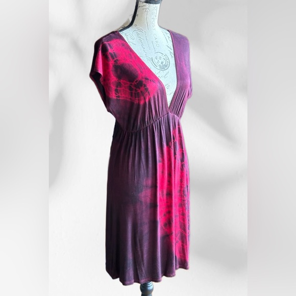 Forever 21 Deep V-Neck Tie-Dye Dress (M) Like New - Picture 5 of 8